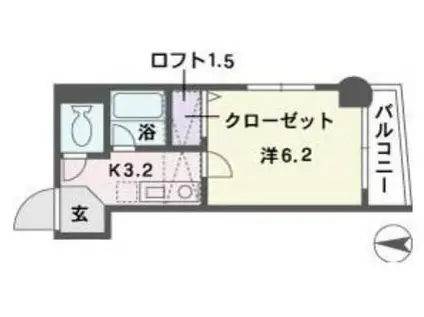KT大橋(1K/7階)の間取り写真