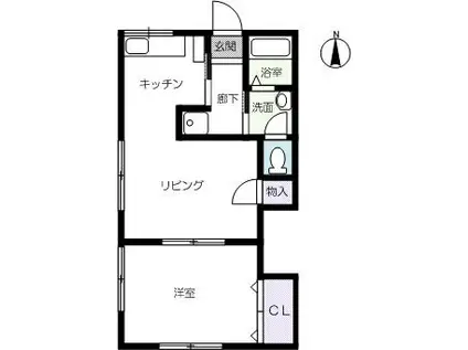 箕面レジデンス別館(1LDK/2階)の間取り写真