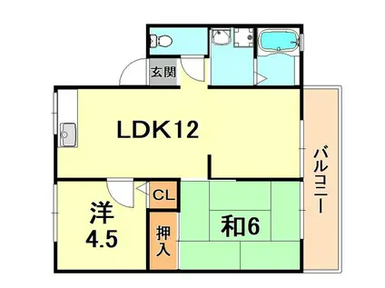 レトア大石2(2LDK/1階)の間取り写真