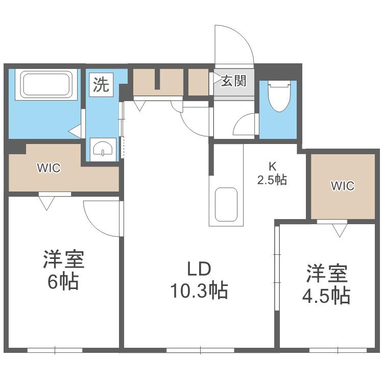 RITZ GRANDE 八軒(2LDK/4階)の間取り写真