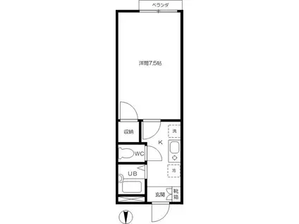 ヴェルドミール(1K/1階)の間取り写真