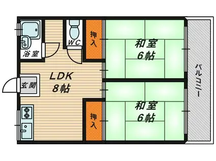 今津マンション(2DK/3階)の間取り写真