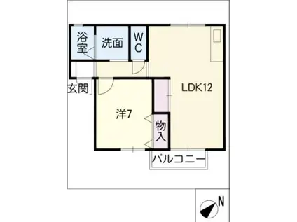 クレールセゾン A棟(1LDK/2階)の間取り写真
