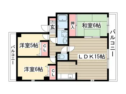 サンカーフII(3LDK/1階)の間取り写真