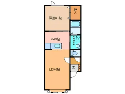 SERIE(1LDK/2階)の間取り写真
