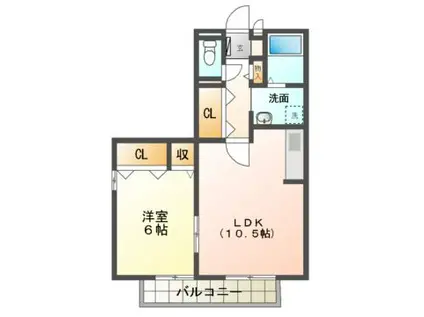 セジュールSEタケイシ(1LDK/2階)の間取り写真