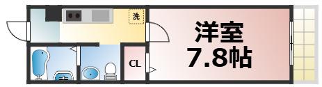 ノイヴェル巽北(1K/3階)の間取り写真