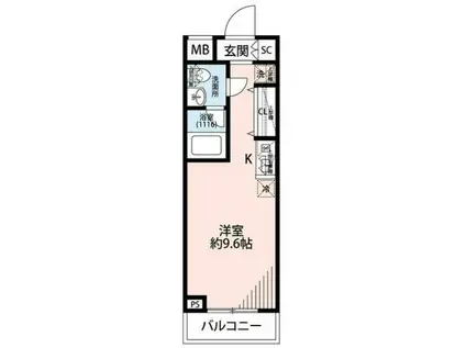 プレール・ドゥーク方南町(ワンルーム/2階)の間取り写真