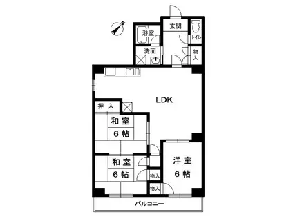 ファイン苦楽園(3LDK/2階)の間取り写真