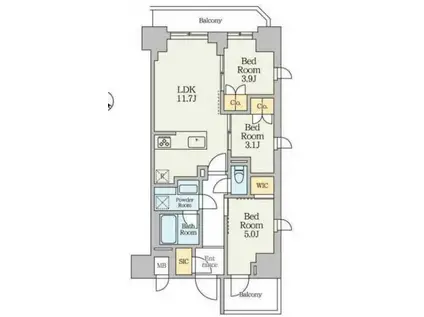 オルビス川崎(3LDK/2階)の間取り写真