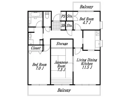 ベルハイム北柏台(3LDK/2階)の間取り写真