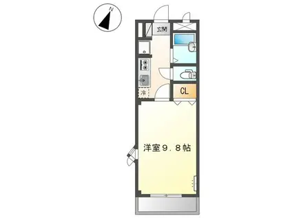 ディアコートS(1K/2階)の間取り写真