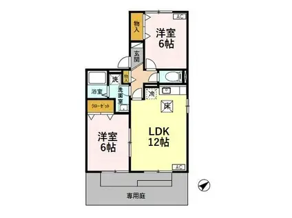 リバービュー B(2LDK/1階)の間取り写真