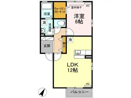 ジラソーレ(1LDK/2階)の間取り写真