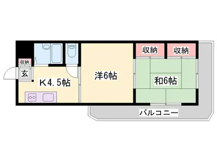 第61川辺ビル(1LDK/4階)の間取り写真