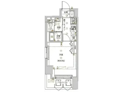 ユリカロゼ五反野III(1K/6階)の間取り写真