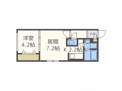 グラスマーレ南2条(1LDK/4階)の間取り写真