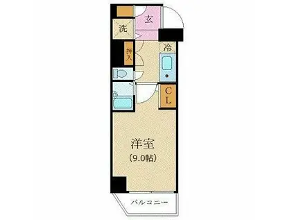 カスタリア新宿(1K/11階)の間取り写真