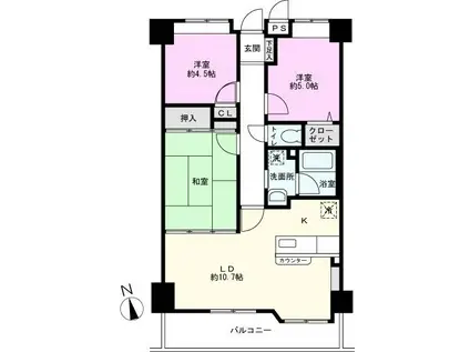 フレンズ東浦和(3LDK/1階)の間取り写真