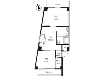 TRUST VALUE 市ヶ谷(2DK/3階)の間取り写真