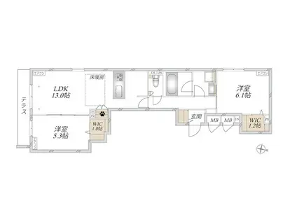 浦和区仲町2丁目メゾン(2LDK/1階)の間取り写真