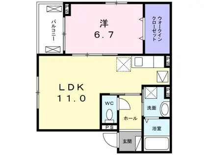 ロチェスドール(1LDK/1階)の間取り写真