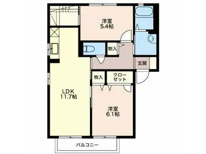 メゾンバリュージュB棟(2LDK/1階)の間取り写真