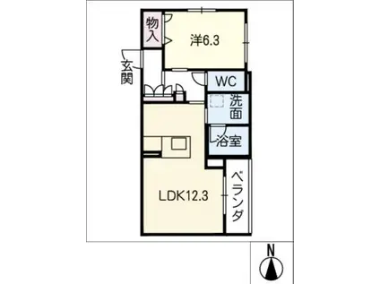 ルミエール・ド・ソレイユ(1LDK/3階)の間取り写真