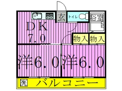 サワーハイツ中央本町(2DK/3階)の間取り写真