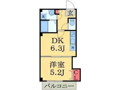 シャトー・ブリュー(1DK/3階)の間取り写真