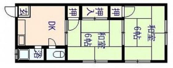 第2薮花荘(2DK/1階)の間取り写真