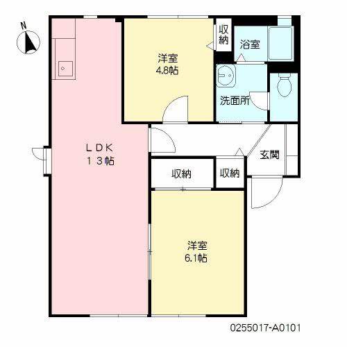 プラスパ高畑A(2LDK/1階)の間取り写真