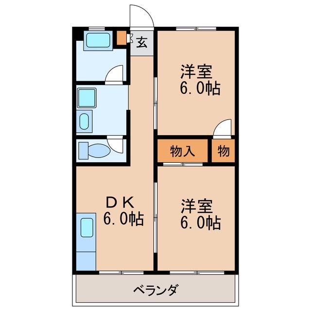 森ビル(2DK/7階)の間取り写真