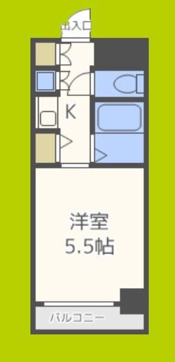 クラウンハイム夕陽丘(1K/4階)の間取り写真