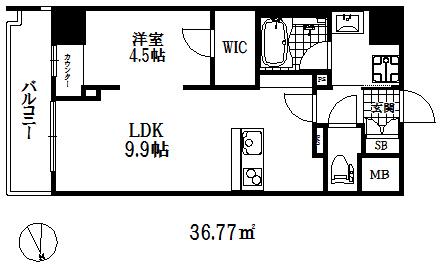 ルガールボニート新神戸(1LDK/9階)の間取り写真