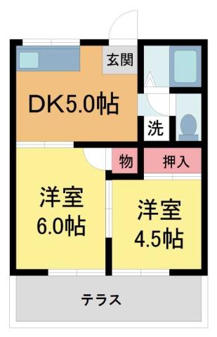 小花ハイツ(2DK/1階)の間取り写真