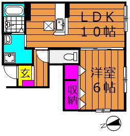 エルメゾンS(1LDK/1階)の間取り写真