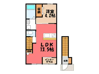 サンライズ(1LDK/2階)の間取り写真
