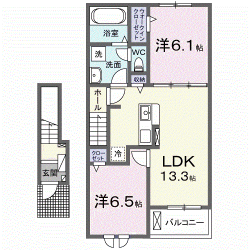 グランヒルズ彦島II(2LDK/2階)の間取り写真