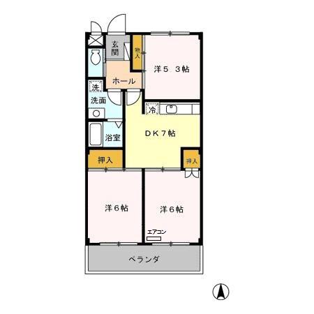 酒井ビル(3DK/3階)の間取り写真