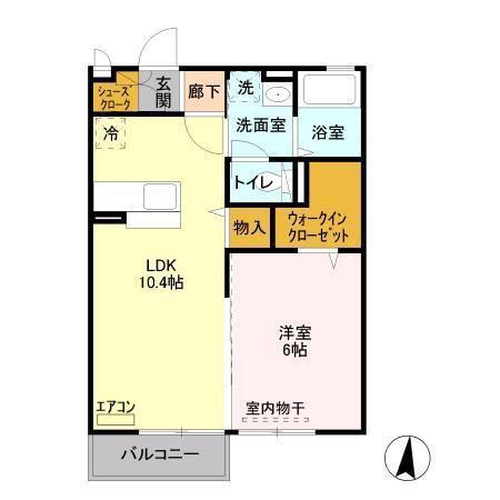 メルシーD(1LDK/2階)の間取り写真