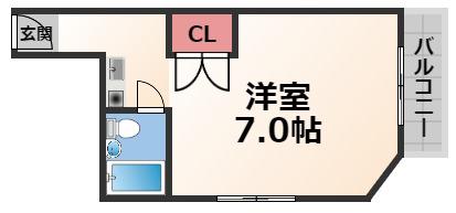 シャローム高井田(ワンルーム/4階)の間取り写真