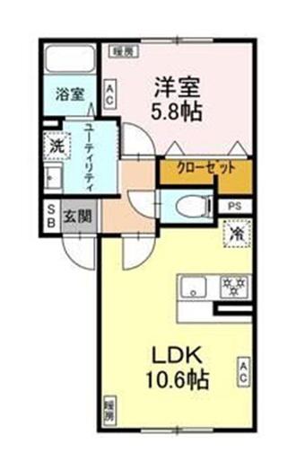FIRST SKY G(1LDK/1階)の間取り写真