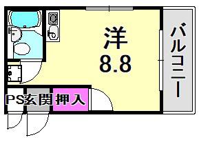 ヒルサイド大倉山(ワンルーム/2階)の間取り写真
