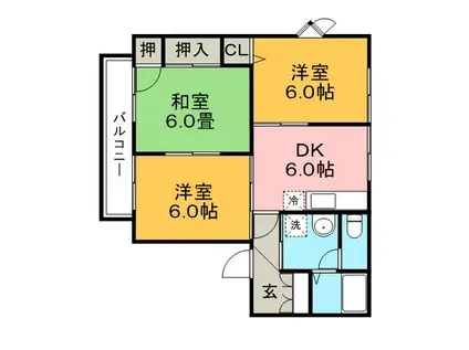 テラスコート花水木(3DK/2階)の間取り写真