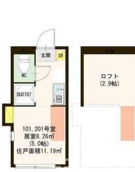 サンキャノーラ板橋本町(ワンルーム/1階)の間取り写真