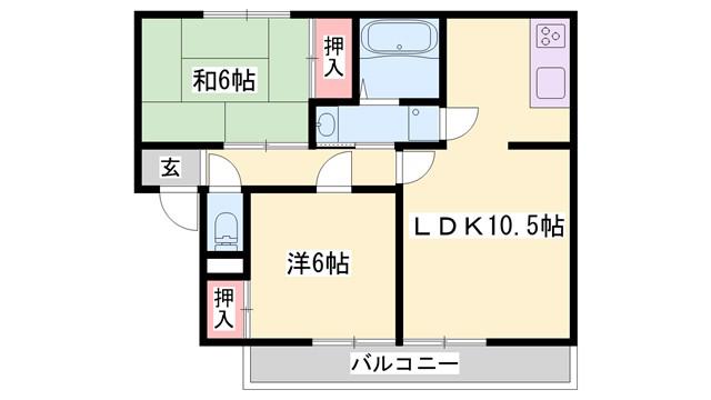 チェルニー英賀保I(2LDK/1階)の間取り写真