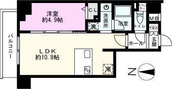 アイル プレミアム東京西新井(1LDK/8階)の間取り写真