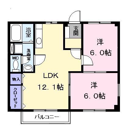 ニューシティ戸田A(2LDK/1階)の間取り写真