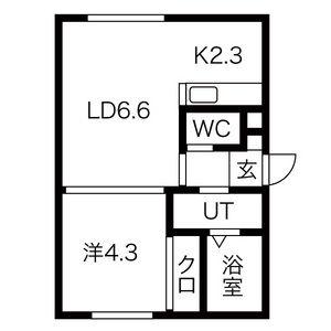地下鉄東西線 発寒南駅 徒歩6分 4階建 築9年(1LDK/3階)の間取り写真